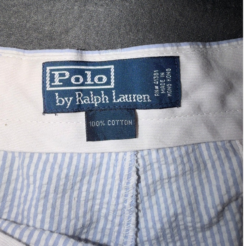 Polo Ralph Lauren Mens Blue White Seersucker Striped Cotton Shorts Size 38 - Picture 5 of 5